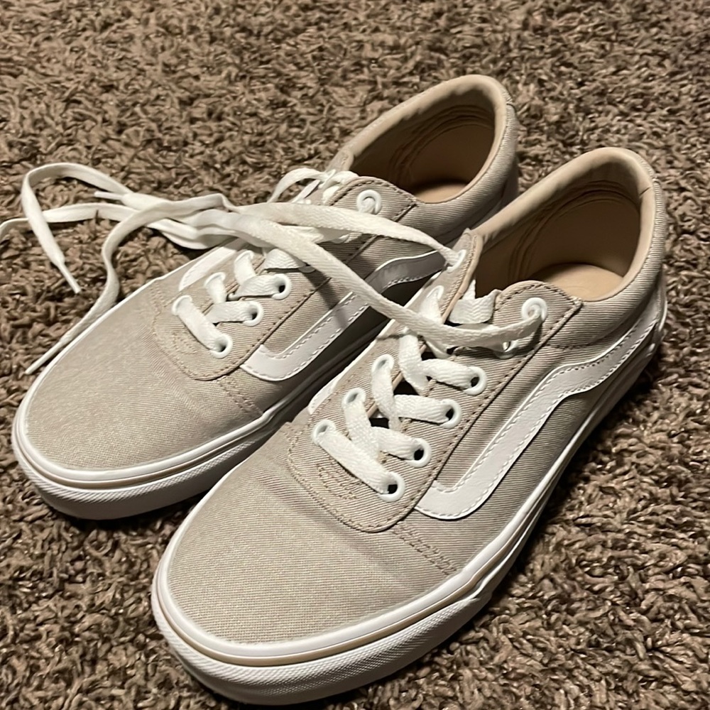 Worn once tan and white vans!!!
